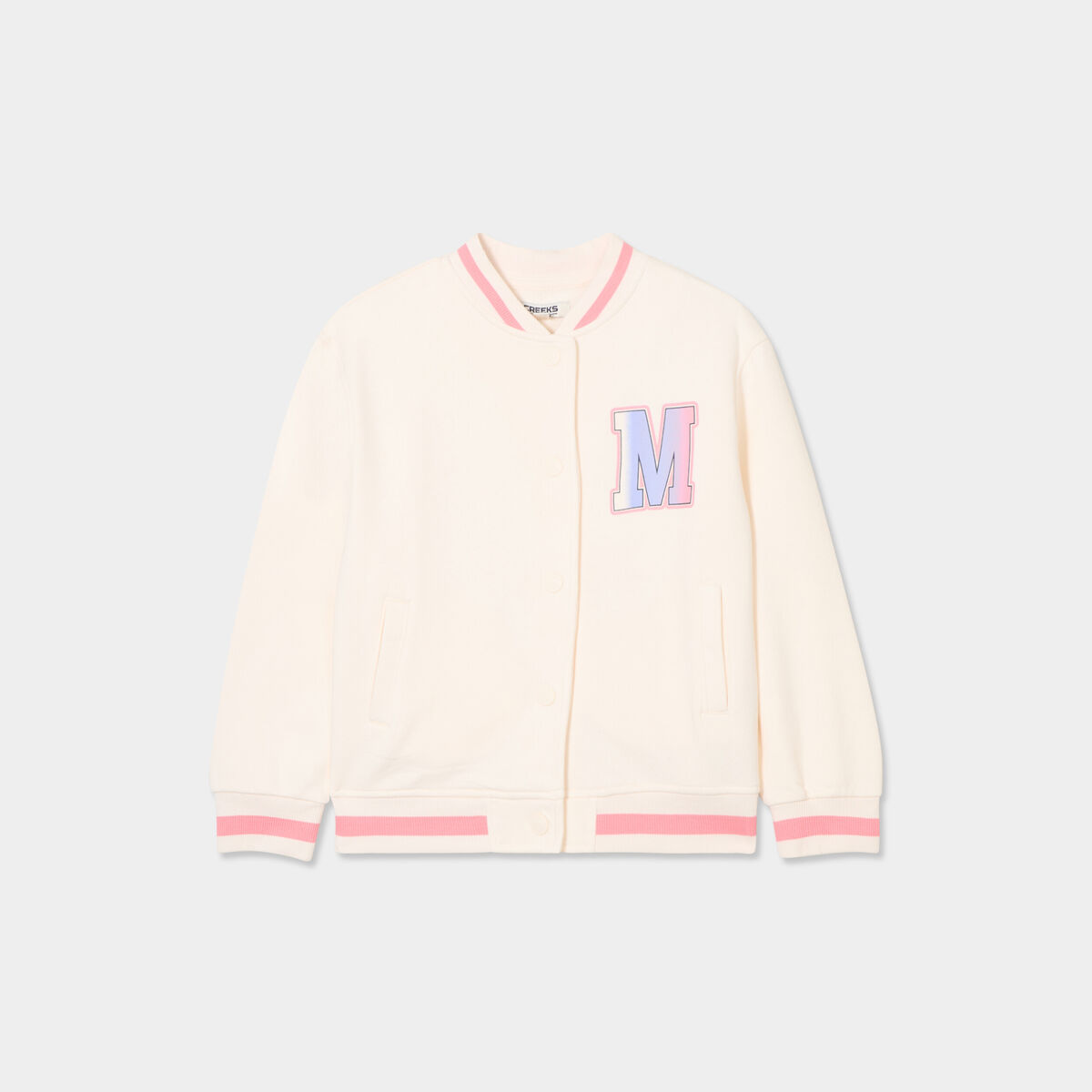 Gilet boutonn&eacute; col teddy coton creme fille