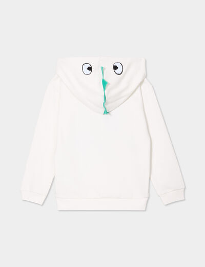 Sweat hoodie sequins réversibles blanc garçon