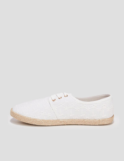 Derbies en toile à lacets blanc femme