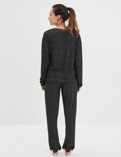 Ensemble pyjama bas resserré 2 pièces noir femme