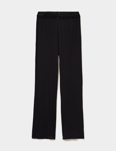 Pantalon de pyjama droit fluide noir femme