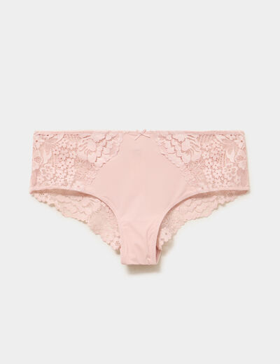 Shorty avec dentelle rose clair femme