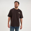 T-shirt relax manches courtes coton marron fonc&eacute; homme