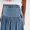 Jupe longue en jean large coton denim stone femme