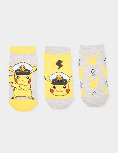 Lot 3 paires chaussettes Pok&eacute;mon Pikachu multicolore gar&ccedil;on