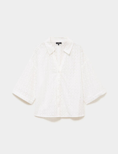 Chemise broderie anglaise coton blanc femme