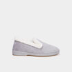 Chaussons avec col &agrave; fourrure gris femme