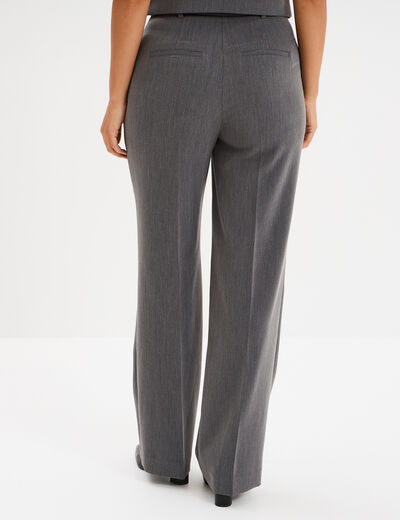Pantalon droit avec pinces gris foncé femme