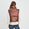 Doudoune droite courte sans manches marron femme