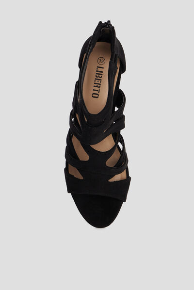 Sandales à talons avec brides noir femme