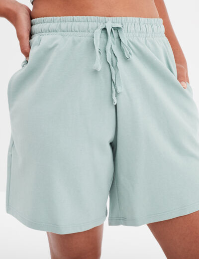 Bas de pyjama short taille élastiquée bleu gris femme