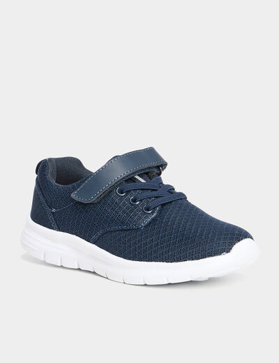 Baskets running à scratchs bleu marine garçon