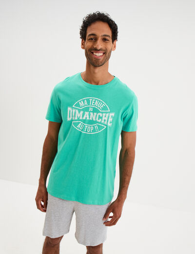 Ensemble pyjama avec short et t-shirt vert menthe homme