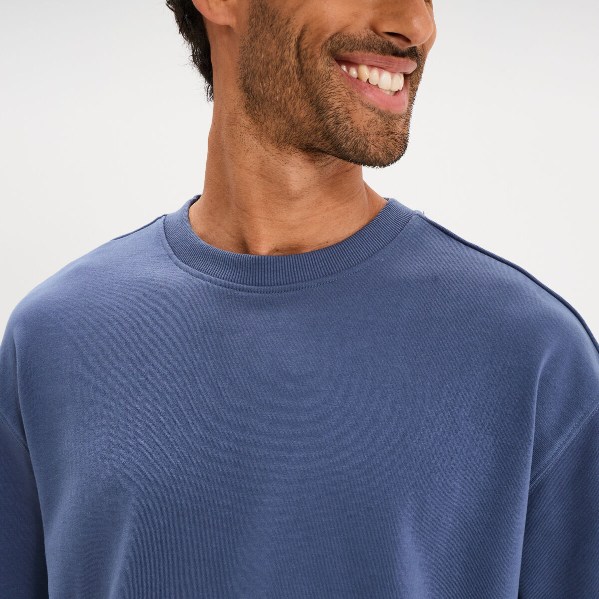 T-shirt col rond droit relax fit bleu homme