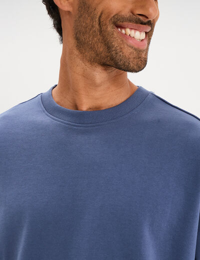 T-shirt col rond droit relax fit bleu homme