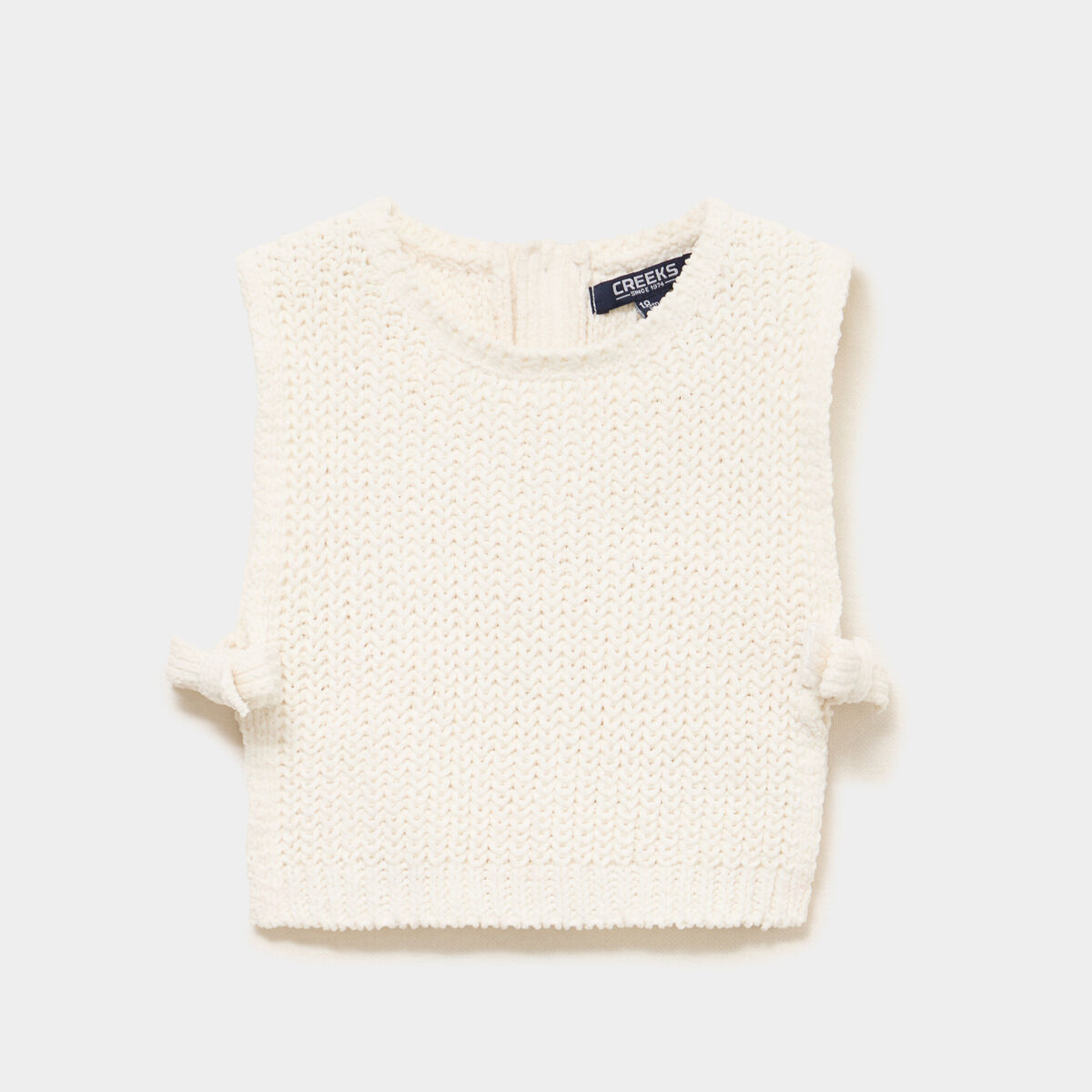 Pull sans manches nou&eacute; blanc b&eacute;b&eacute; fille