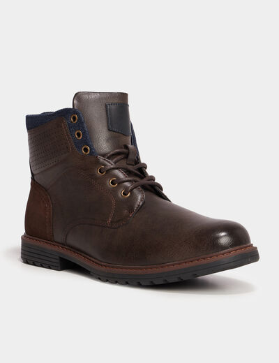Bottines zipp&eacute;es et crant&eacute;es marron homme