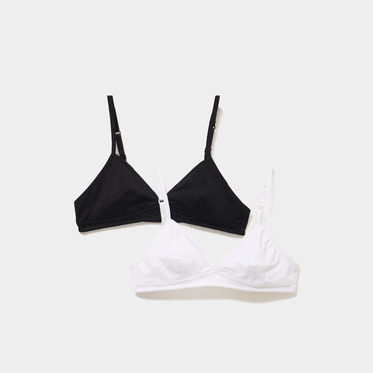 Lot de 2 soutiens-gorge triangle coton noir fille