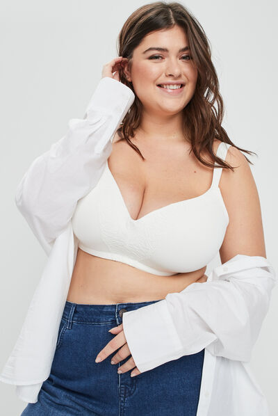 Soutien-gorge ampliforme microfibre blanc femme grande taille
