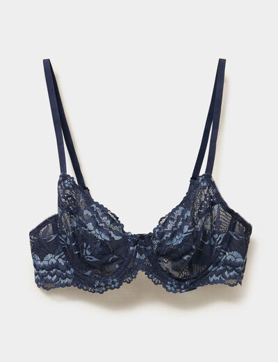 Soutien-gorge embo&icirc;tant dentelle bleu marine femme