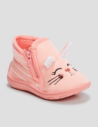 Chaussons bottillons rose bébé fille