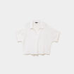 Blouse col chemise oversize coton blanc femme