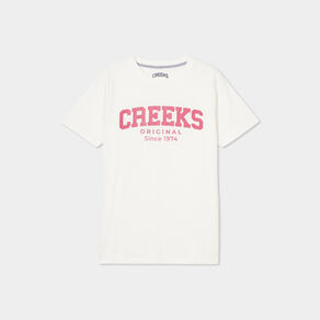 T-shirt oversize col rond coton Creeks blanc femme