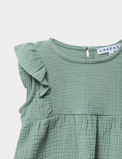 Ensemble 3 pièces coton majoritaire vert pastel bébé fille
