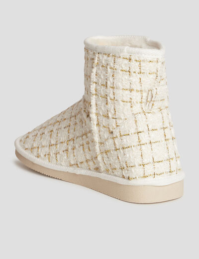Bottines doublées avec fils métallisés blanc femme