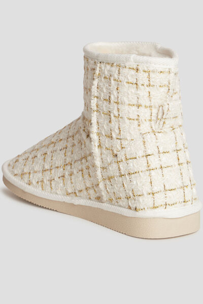 Bottines doublées avec fils métallisés blanc femme