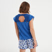 T-shirt épaules et dos macramé bleu roi femme