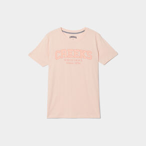 T-shirt oversize col rond coton Creeks orange corail femme