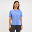 T-shirt col rond manches courtes coton bleu lavande femme