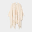 Poncho &agrave; franges ample ivoire femme