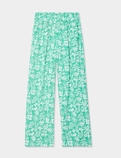 Pantalon fluide taille élastiquée vert fille