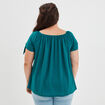 T-shirt col bardot manches noeuds bleu canard femme grande taille