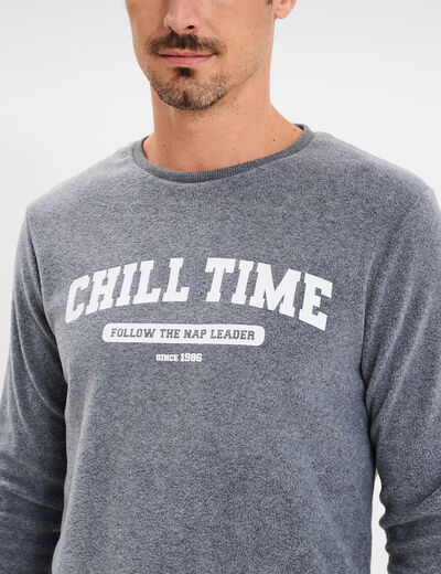 Ensemble pyjama 2 pi&egrave;ces gris clair homme