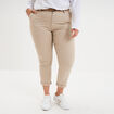Pantalon chino taille haute coton beige femme grande taille