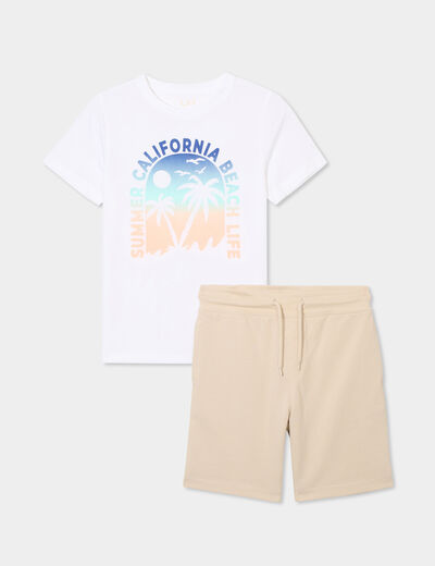 Ensemble short et t-shirt coton blanc garçon