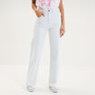 Jean droit taille haute coton blanc femme