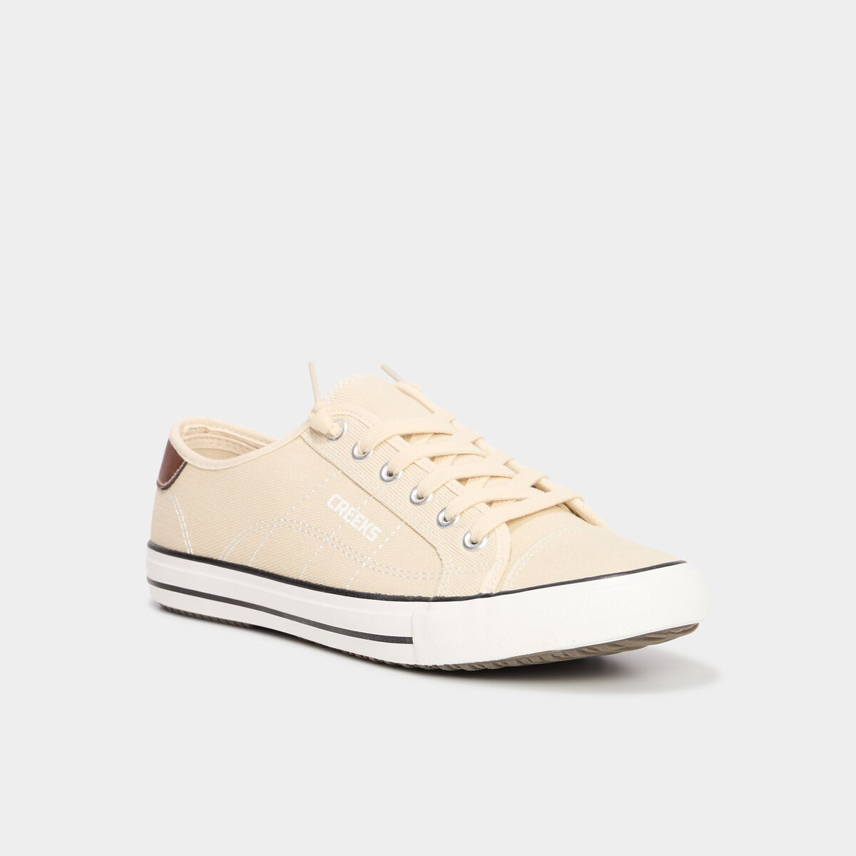 Tennis basses en toile &agrave; lacets sable homme