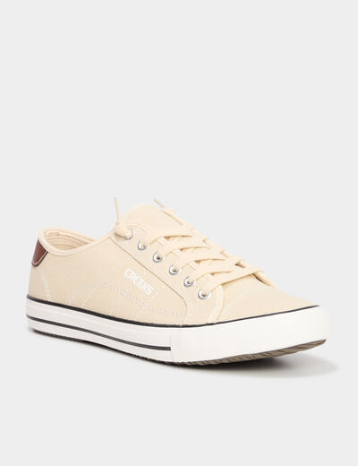 Tennis basses en toile à lacets sable homme