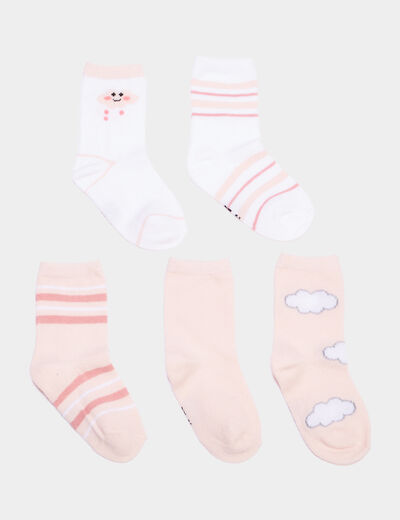 Lot de 5 paires chaussettes rose bébé fille