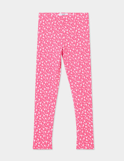 Legging long élastiqué coton rose fushia fille
