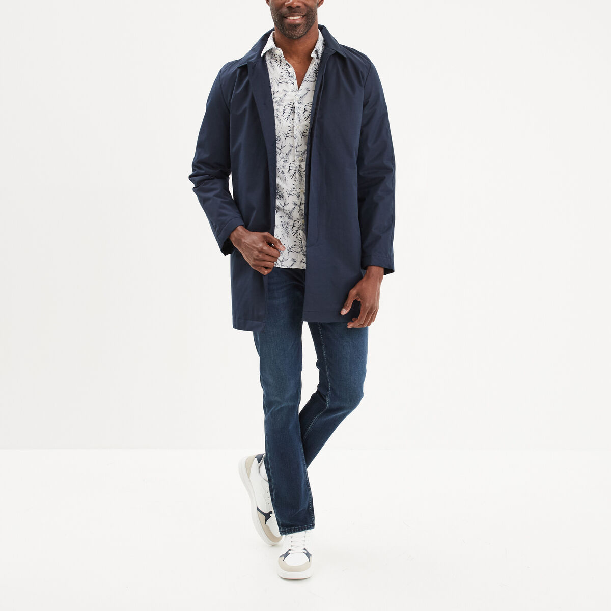 Parka longue boutonnée Creeks bleu marine homme