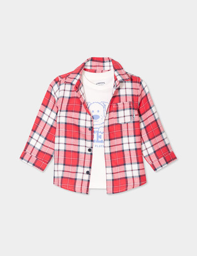 Ensemble chemise et t-shirt coton Creeks rouge foncé bébé garçon