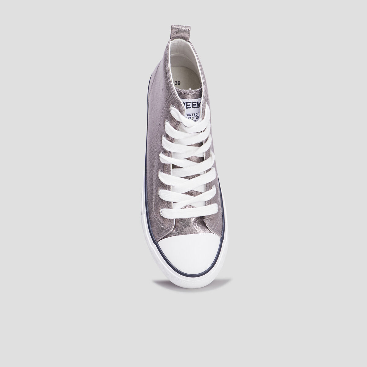 Tennis montantes &agrave; lacets Creeks gris argent femme