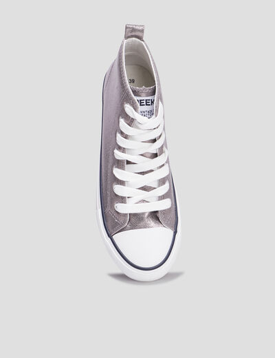 Tennis montantes &agrave; lacets Creeks gris argent femme