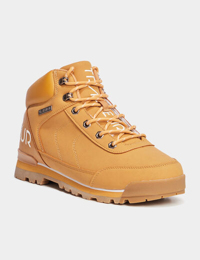 Bottines montantes semelles crant&eacute;es jaune homme