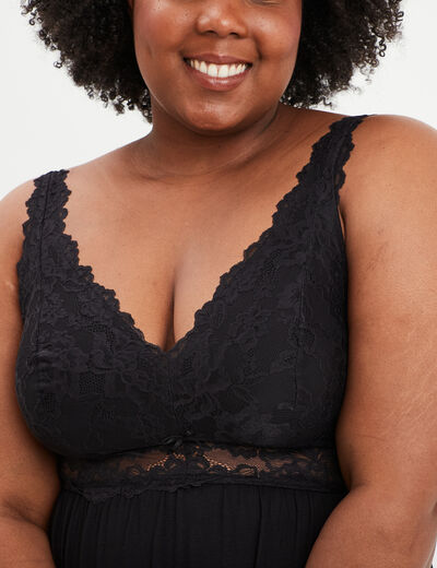 Combinette avec dentelle noir femme grande taille